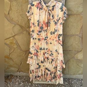 Ryegrass Women’s Peach Floral Tiered Tie Neck Bow Dress plus Sz 2x.